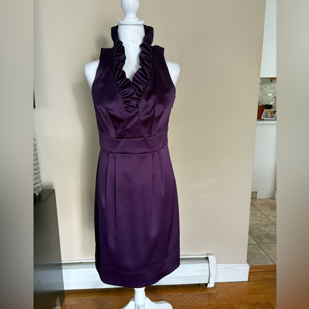 🎾Satin Purple Dress With Ruffles - Picture 2 of 10